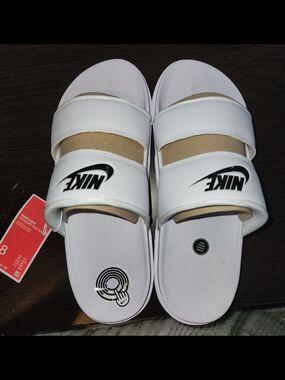 Nike White Double-Strap Slide Sandals